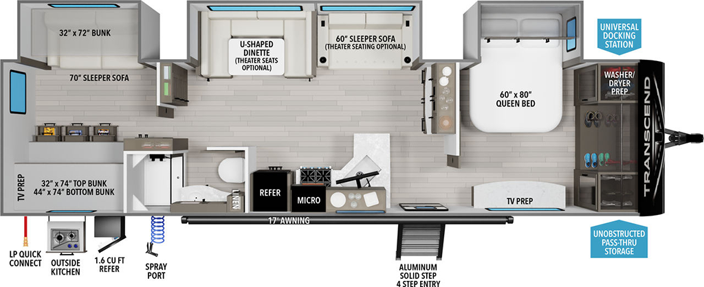 Image of floorplan for 2024 TRANSCEND XPLOR 331BH by GRAND DESIGN